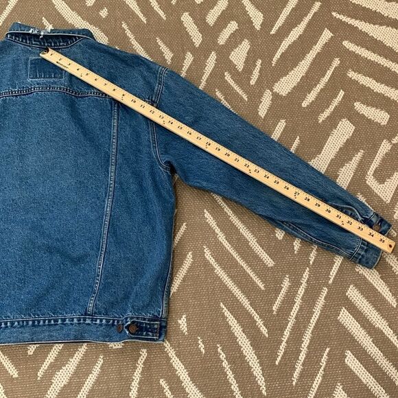 Distressed Levi Strauss Signature Medium Wash Denim Trucker Jacket Size XL - Picture 14 of 17